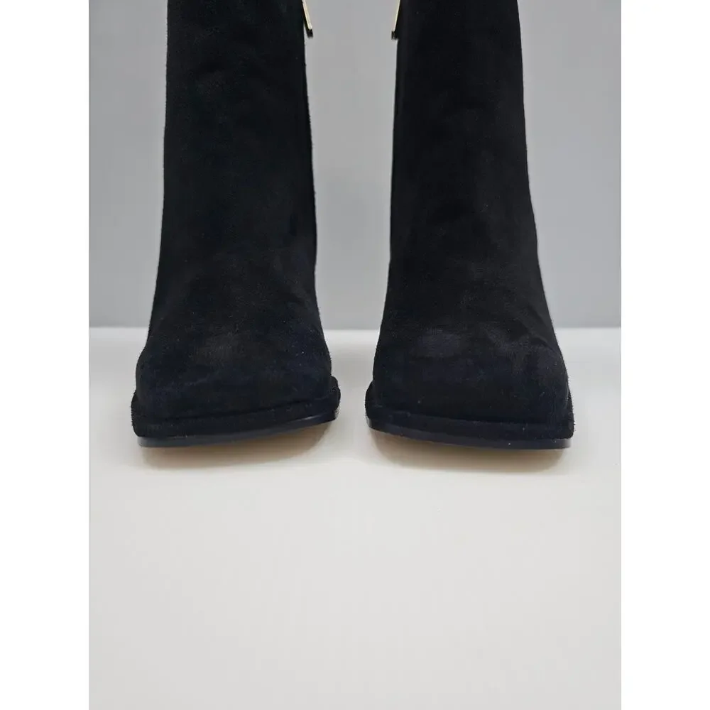 Sam Edelman Irie Ankle Boot Womens 8.5 Black Suede Square Toe Block Heel Elegant